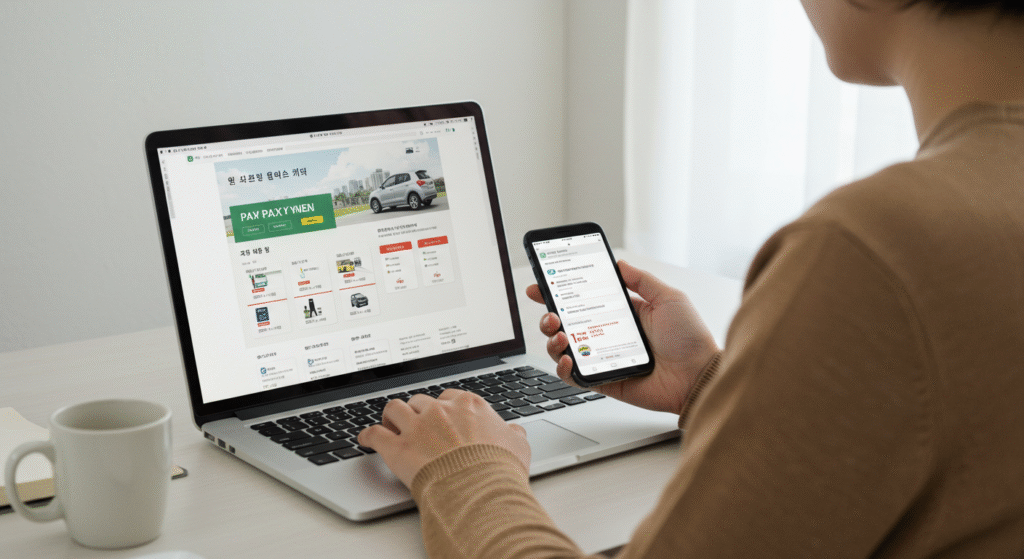 car-tax-payment-guide 정부 웹사이트를 통해 노트북과 휴대폰으로 자동차세를 납부 중인 한국인