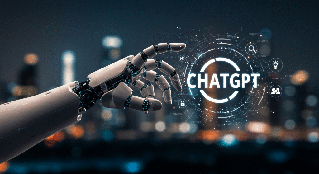 chatgpt-service-outage-compensation-guide 서비스 장애로 인해 연결이 끊긴 챗GPT를 상징하는 로봇 손이 빛나는 디지털 네트워크 속에서 고장 난 모습을 표현한 이미지.
