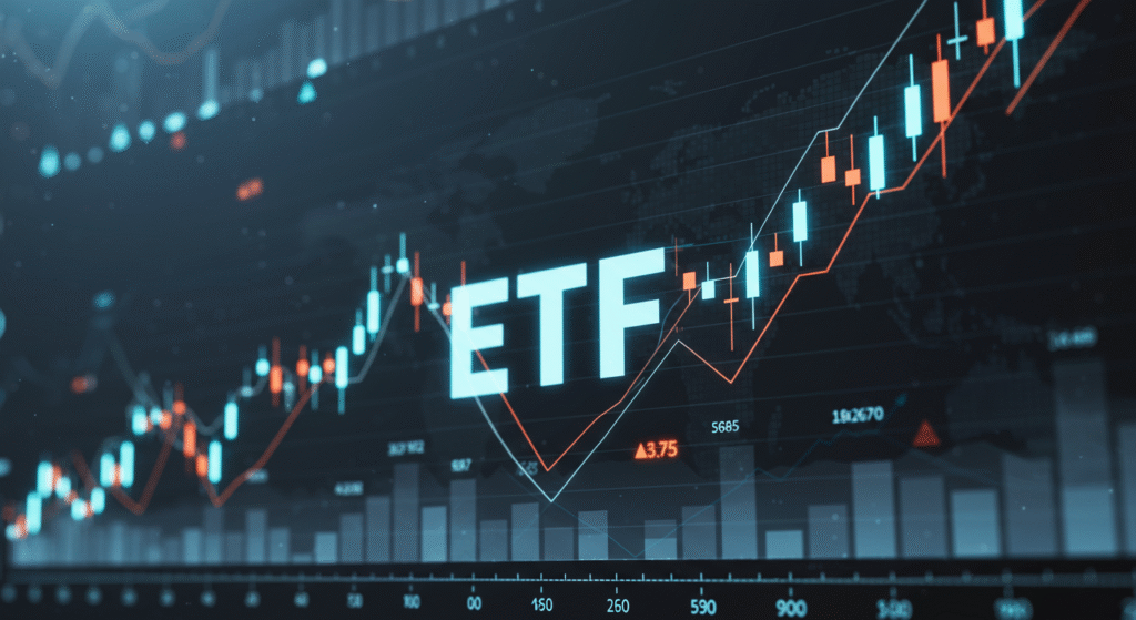 etf-investment-2025 ETF 주식차트와 함께 표현 된 일러스트