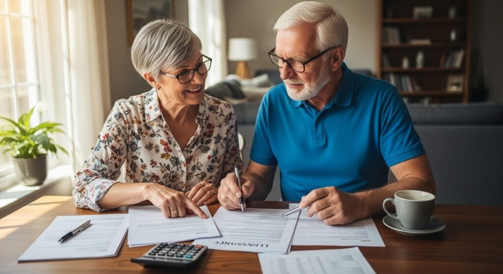 seniors discuss about life insurance